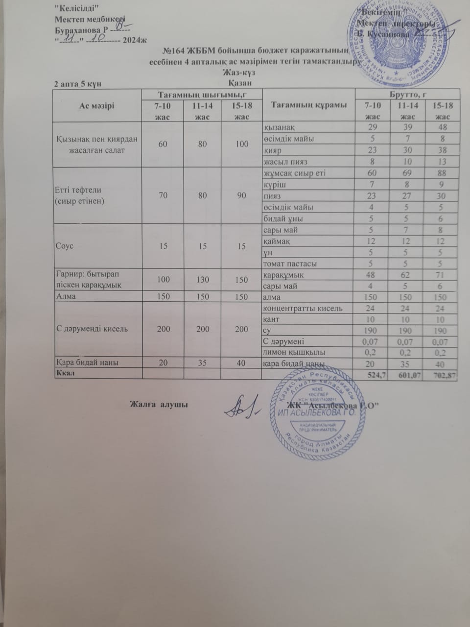 2-інші апта, 5- інші күн.