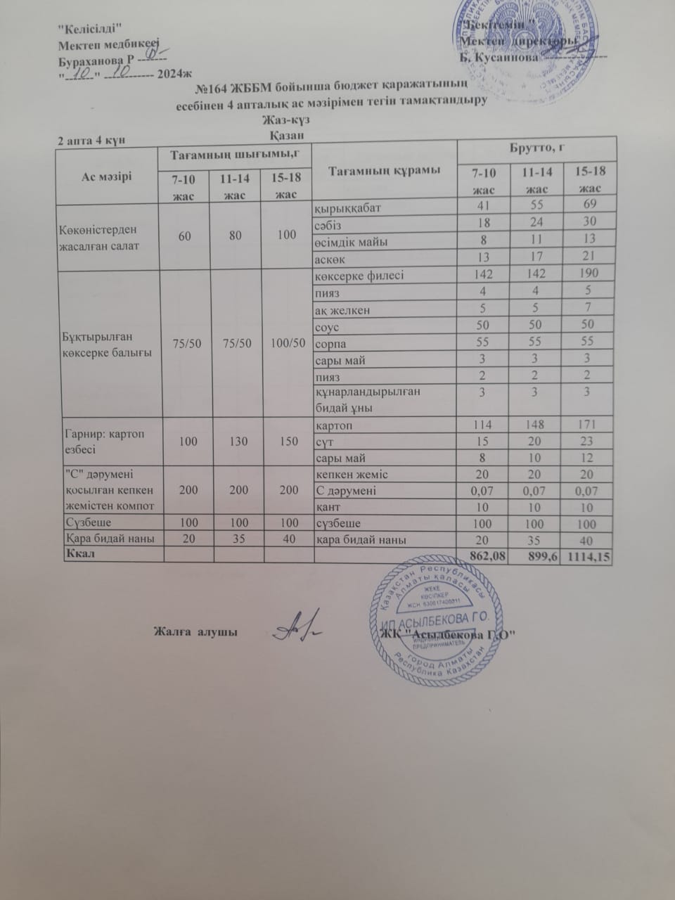 2-інші апта, 4- інші күн.