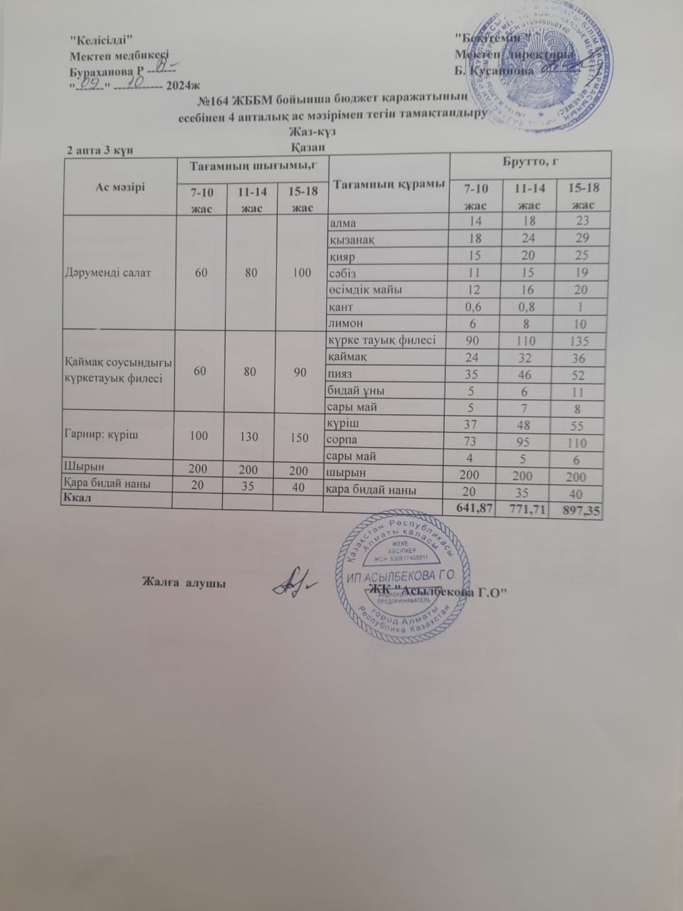 2-інші апта, 3- інші күн.