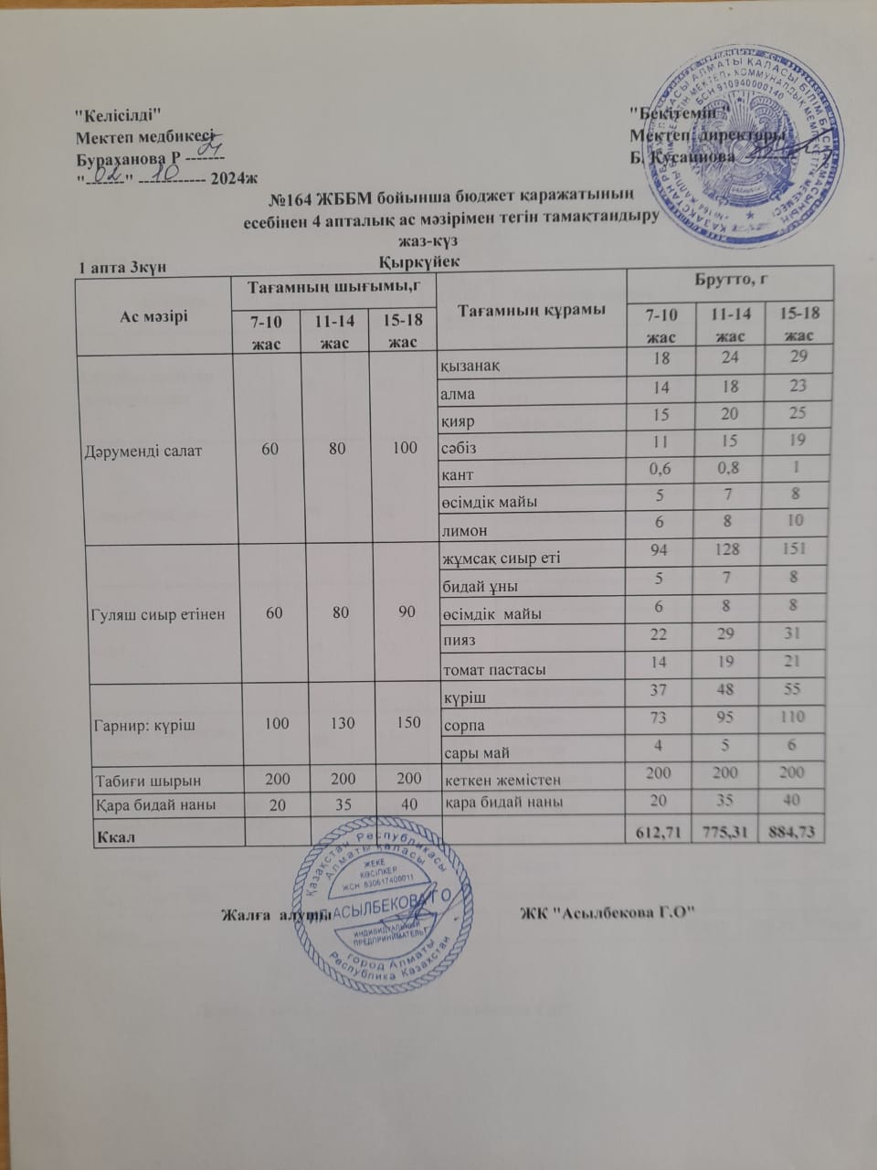 1-інші апта, 3- інші күн.