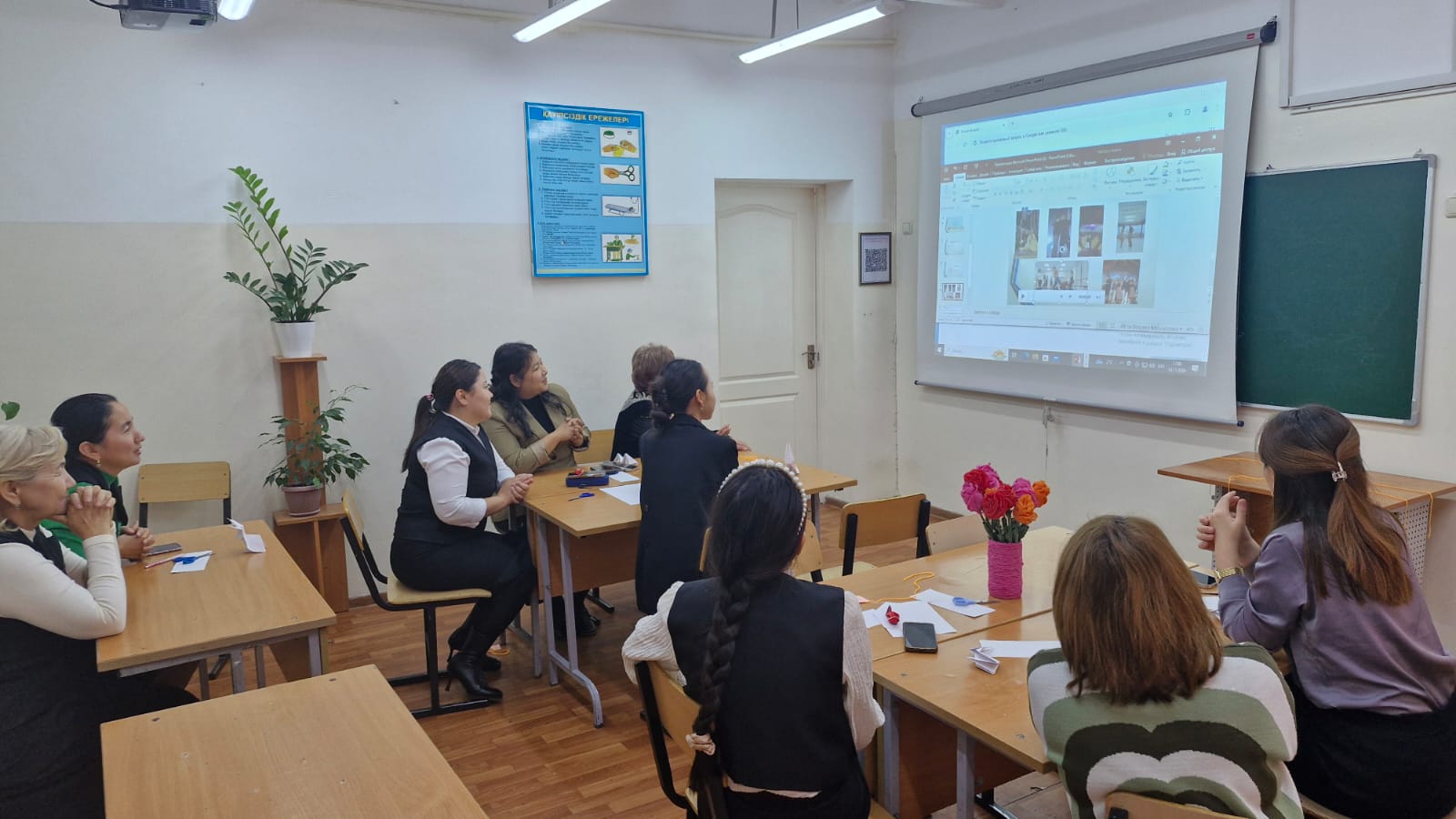 Өнер әдістемелік бірлестігінің жоспарын сәйкес педагог-зерттеуші  музыка пәні мұғалімі А.Серикбаева мен көркем еңбек пәні мұғалімі Р.Дюсебекова  "Қалыптастырушы бағалаудың тиімді жолдары" тақырыбында мұғалімдермен коучинг өткізді.